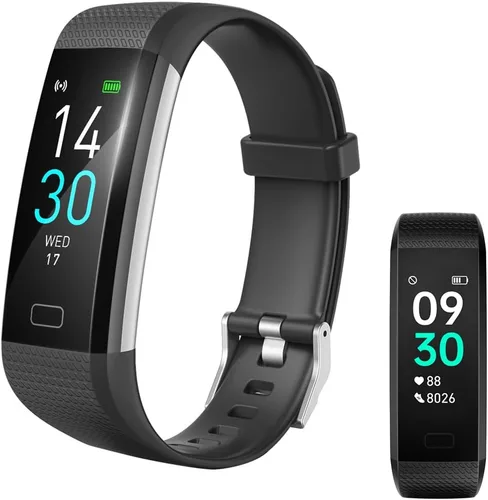 Jawploy Rastreador de actividad física con monitor de frecuencia cardíaca, contador de pasos/calorías, monitor de sueño, reloj inteligente, IP68,