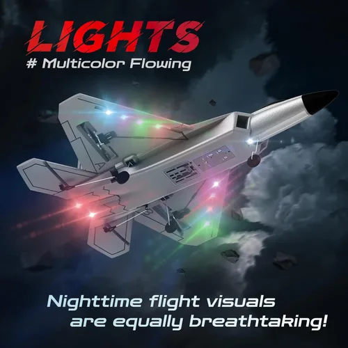 Miniatura 2 de CKYSCHN F22 - Avión de control remoto - Avión de combate RC de 4 canales para principiantes y adultos con luces, avión RC RTF de 2.4GHz