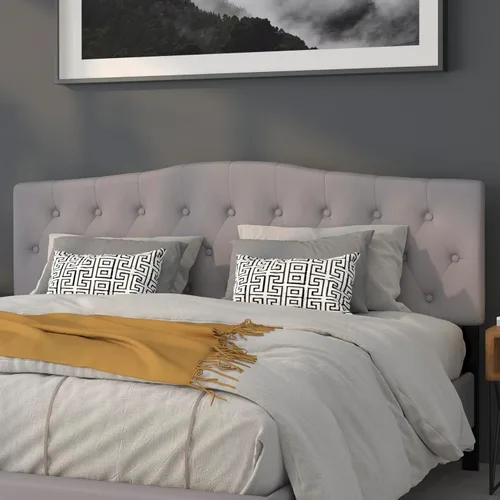 Miniatura 23 de BizChair Cabecero tapizado capitoné tamaño individual en tela beige