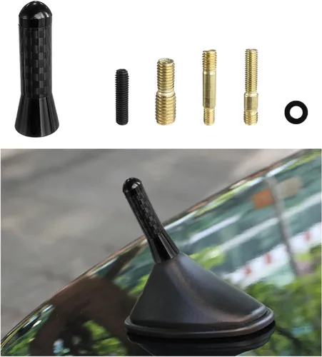 Dickno Antena corta para automóvil, antena de radio de aluminio de 1.37 pulgadas, repuesto de mástil, antena de recepción de radio AM/FM automática