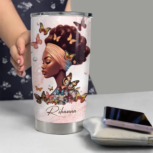 Miniatura 5 de SANDJEST Vaso personalizado Reina Negra de la Fe con Biblia de 20oz/30oz con tapa, regalo para mujeres afroamericanas, chica negra, aliento