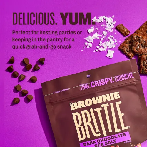 Miniatura 4 de Brownie Brittle – Galletas dulces delgadas y crujientes de chocolate oscuro con sal marina (paquete de 6, 5 onzas), postre rico en bocados gourmet