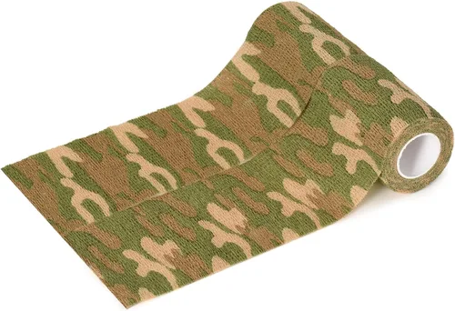 Miniatura 5 de 6 unidades de cinta de camuflaje de 3.0 in x 14.8 ft, vendaje cohesivo autoadhesivo, forma de camuflaje para buscador de telémetros, cámara, verde