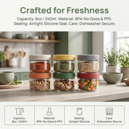 Miniatura 3 de EONJOE Frascos de vidrio de 8 oz con tapas 1 taza Recipientes pequeños de alimentos para pudín de chía, mermelada, bocadillos, yogur, avena durante