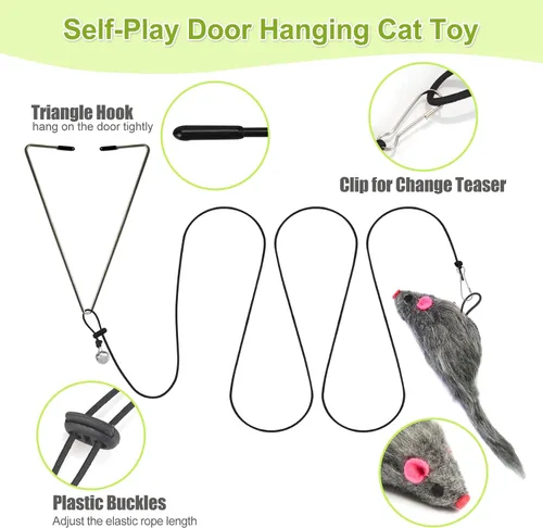 Miniatura 3 de ChicWow Varita Retráctil Interactiva para Gatos y Juguetes Colgantes para Gatos - 2 Varitas, 2 Colgantes, 7 Juguetes Tentadores para Gatos Adultos