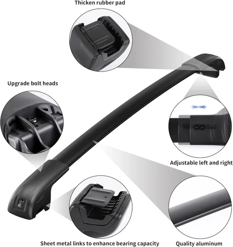 Miniatura 7 de 300 libras Barras transversales de techo con seguro compatibles con Jeep Cherokee 2014-2023, barra cruzada de aluminio resistente para equipaje
