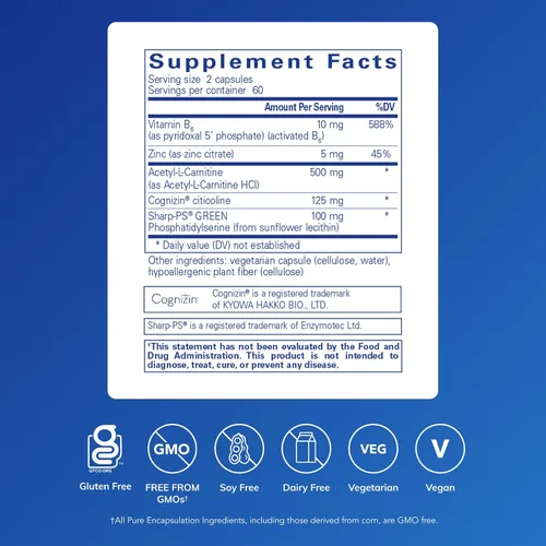 Miniatura 2 de Pure Encapsulations CogniPhos - Acetyl-L-Carnitine Supplement with Cognizin Citicoline & Phosphatidylserine - Supports Memory & Positive Mindset