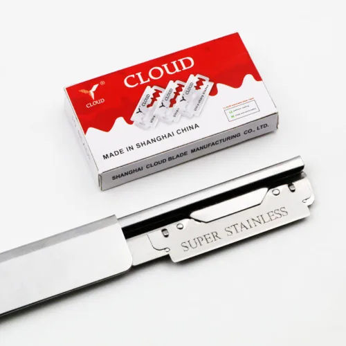 Miniatura 5 de Navaja de afeitar profesional de borde recto con 100 cuchillas Derby, 100% acero inoxidable, 1 navaja + 100 cuchillas 1 Razor + 200 Blades