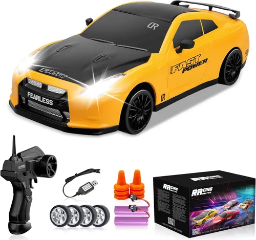 Miniatura 8 de Coche a Control Remoto 2.4GHz 1:24 Escala 4WD Coche RC de Derrape 15KM/H Coches RC de Derrape de Alta Velocidad con Luces Geniales, Dos
