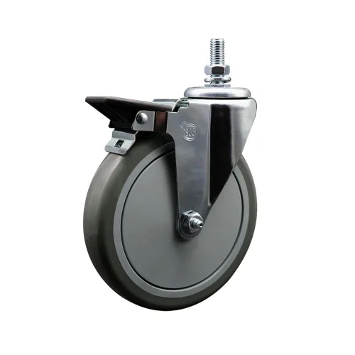 Miniatura 6 de Rueda giratoria de poliuretano con vástago roscado con rueda gris de 3 x 1.25 pulgadas y vástago de 1/2 pulgada - Capacidad de 300 libras/ruedas