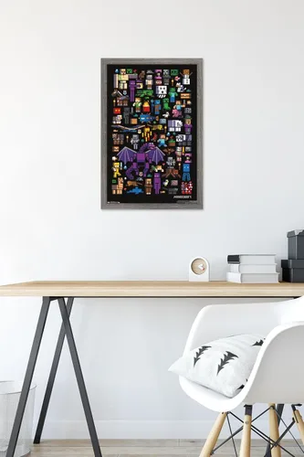 Miniatura 2 de Trends International Minecraft - Póster de pared de Mobbery, 14.725 x 22.375 pulgadas, versión con marco de madera tipo granero
