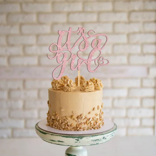 Miniatura 5 de Decoración para tartas con texto en inglés "It's a Girl" para baby shower, revelación de género, suministros para fiesta de primer cumpleaños
