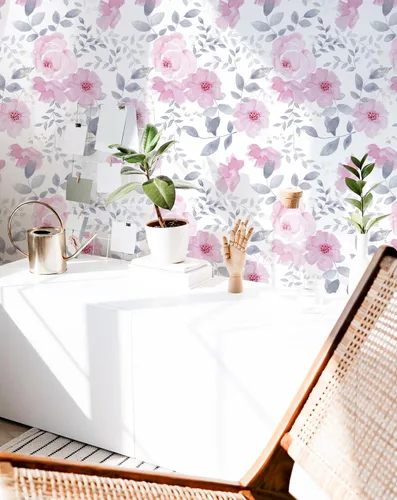 Miniatura 3 de Cohoo Home Papel de contacto floral para despegar y pegar, papel de contacto rosa con flores florales para gabinete, autoadhesivo, extraíble, papel