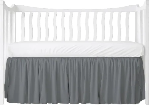 Miniatura 12 de Tamaño matrimonial, color blanco liso, falda de cama con volantes con esquinas divididas, falda de cama de 15 pulgadas, 100% algodón poli, 400
