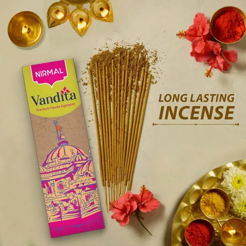 Miniatura 2 de Shubhkart Nirmal Agarbatti - Varillas de incienso Vandita Masala de 9 pulgadas de largo para Puja, fragancia de larga duración, sin carbón