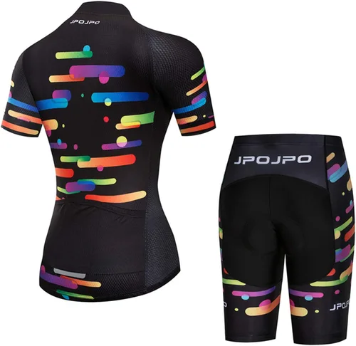 Miniatura 2 de Conjunto de ciclismo de manga corta para mujer, conjunto de camiseta de ciclismo de verano reflectante