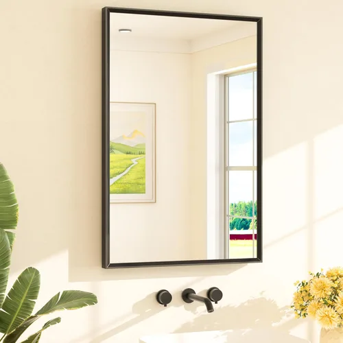 Miniatura 67 de TETOTE Espejo de Baño Dorado de 16" x 20" Latón Dorado Cepillado Rectangular con Marco Biselado Espejo de Tocador de Baño para Sobre el Lavabo