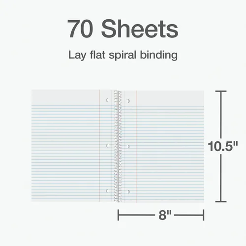 Miniatura 2 de Oxford 65217 - Cuaderno de espiral, paquete de 12 unidades, a granel, 1 diario de tema, papel rayado universitario, 8 x 10-1/2 pulgadas, perforado