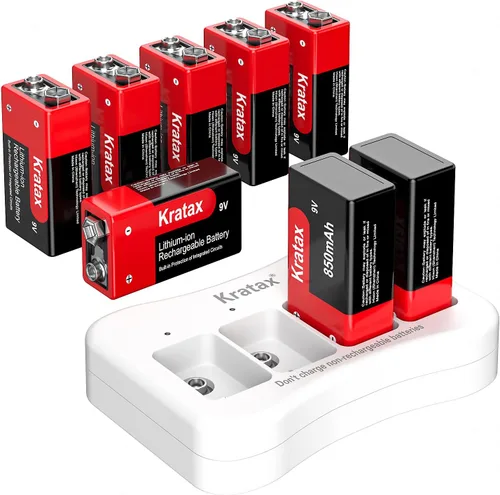 Miniatura 9 de Kratax Baterías de litio recargables USB de 9 V, paquete de 2 baterías recargables de iones de litio de 760 mAh de 9 voltios con cable de carga
