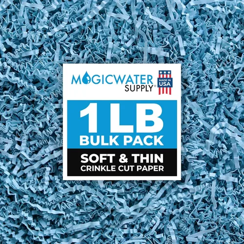 MagicWater Supply - 1 libra - Azul bebé - Relleno de papel de corte arrugado suave y fino ideal para envolver regalos, relleno de cestas,