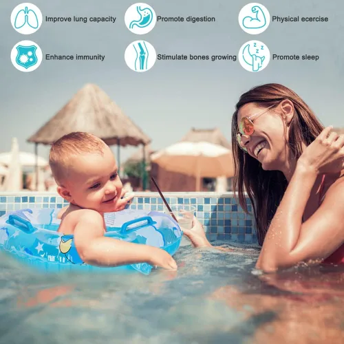 Miniatura 2 de Sealive Flotador de piscina infantil, anillo de natación para bebé con asiento para niños pequeños barco y doble asa, primeros flotadores de piscina