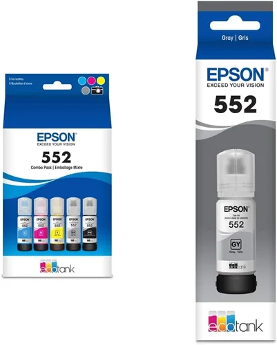 Epson Claria ET Premium T552920 - Tinta para botellas de alta capacidad, paquete múltiple y tinta Claria ET Premium T552520 para botellas de alta
