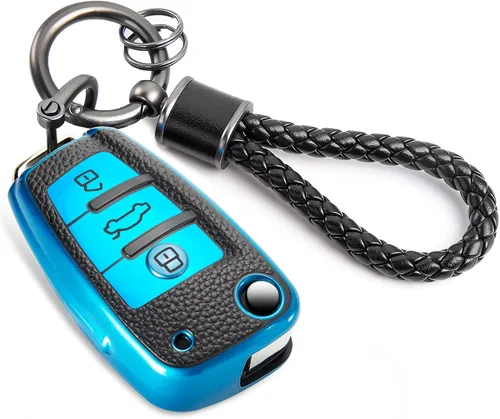 Miniatura 39 de para llavero de Cadillac con funda de TPU con superficie granulada y cuerda trenzada metálica, funda de llavero mejorada para 2020 en adelante CT4