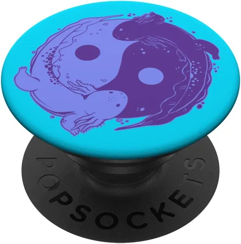 Miniatura 6 de Lindo ajolote morado y ajolote azul Yin Yang Aqua PopSockets MagSafe PopGrip para iPhone