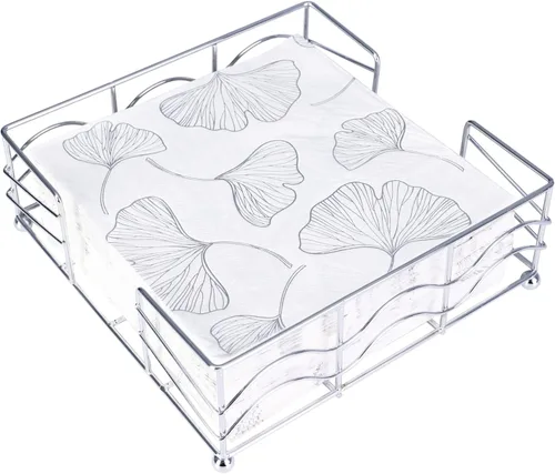 Servilletero plano, elegante servilletero de metal de acero inoxidable para cocina y mesa de comedor, moderno servilletero cuadrado para servilletas