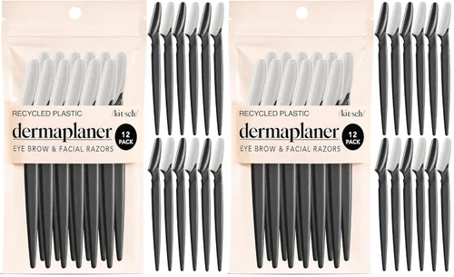 Miniatura 14 de Kitsch Dermaplane - Maquinilla de afeitar facial para mujeres y hombres, maquinillas de afeitar para cejas y afeitadora facial - Maquinilla de Negro
