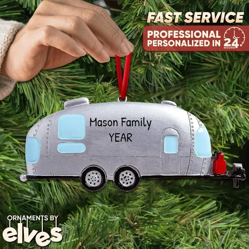 Miniatura 2 de Adornos de campamento personalizados 2025 – Adorno Airstream para caravana, remolque, Airstream, adorno de Navidad, tren, adornos de Navidad 2025
