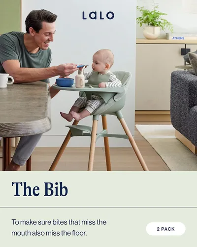 Miniatura 2 de Lalo The Bib - Babero de silicona impermeable y no tóxico con banda ajustable para el cuello y recogedor de bolsas de alimentos de silicona, juego