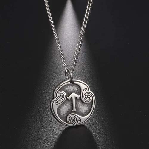 Miniatura 4 de TEAMER Collar con colgante de amuleto de acero inoxidable de 24 runas de los vikingos nórdicos, joyería con símbolo de la suerte y la bendición