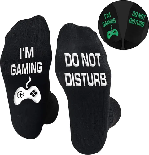 Miniatura 137 de AGRIMONY Calcetines divertidos con texto en inglés «Do Not Disturb Gaming» para hombres, mujeres, adolescentes, niños, Pascua, padres, cumpleaños
