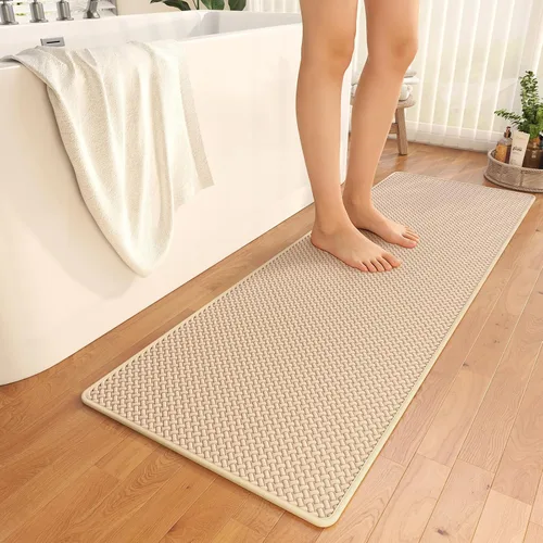 Miniatura 7 de YDKGL Alfombras de baño antideslizantes, superabsorbentes, de secado rápido, para baño, textura de tejido de espuma, alfombras de baño delgadas