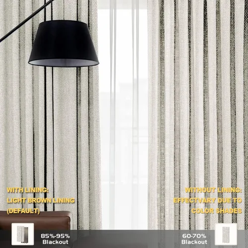 Miniatura 3 de Cortinas beige para sistema de pista, cortinas de lino sintético plisadas, 85% opacas, con aislamiento térmico personalizado, cortinas de protección