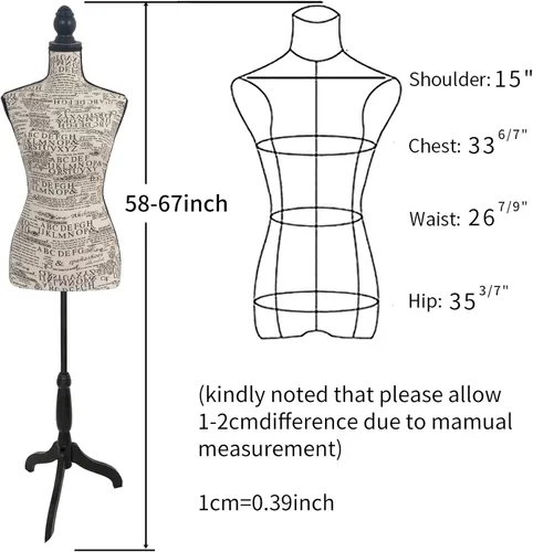 Miniatura 2 de Maniquí femenino con forma de torso y con trípode ajustable, color negro, para mostrar ropa o joyería PetGirl