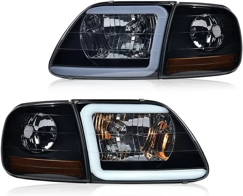 Miniatura 10 de CNNELL Juego de faros LED DRL estilo fábrica y luces de estacionamiento de esquina compatibles con F150 Expedition 1997-2002/Ford F150 Lente