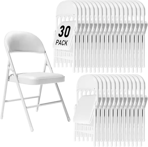 Miniatura 21 de Paquete de 4 sillas plegables negras con cojín acolchado y respaldo para exteriores, sillas plegables comerciales apilables portátiles con marco