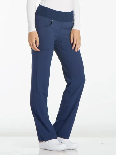 Miniatura 3 de Cherokee Pantalones Médicos para Mujeres de Tiro Medio Pierna Recta Pantalones de Uniforme Médico para Mujeres sin Cierre con 6 Bolsillos