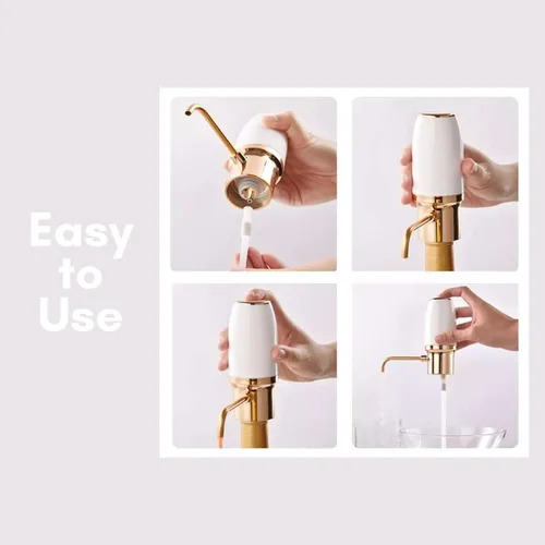 Miniatura 2 de Aireador de vino eléctrico, aireador de vino moderno, Dispensador de vino eléctrico, Vertedor de vino blanco y dorado, Bomba de vino, Vertedor