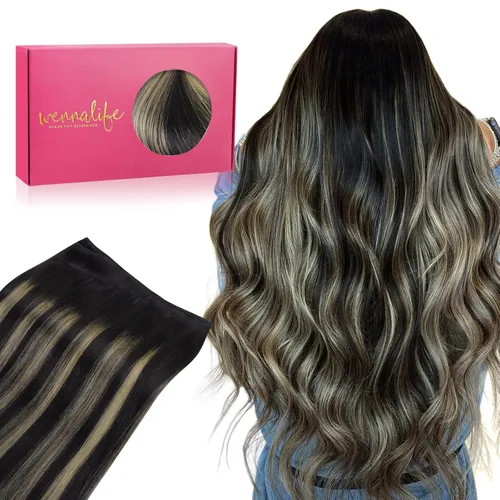 Miniatura 15 de WENNALIFE Extensiones de cabello humano real, 20 pulgadas, 3.53 onzas, color marrón chocolate, trama, cabello Remy atado a mano, extensiones