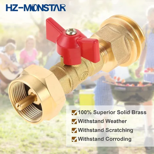 Miniatura 5 de Adaptador de tanque de propano de 20 lb a 1 lb con válvula para cilindro desechable desechable de 1 lb / 16.4 oz, convertir CGA600 a rosca macho