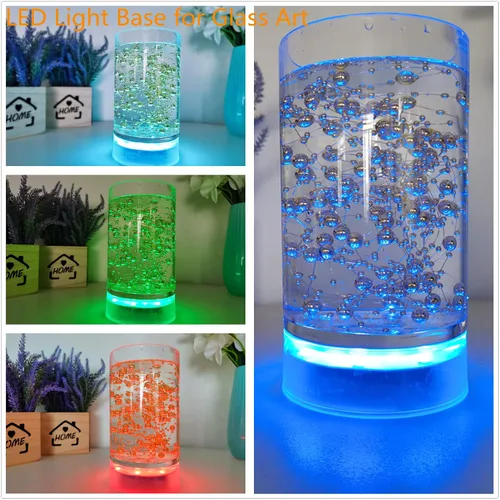 Miniatura 4 de LARDUX Base de luz LED recargable con control remoto, pantalla LED redonda de 4 pulgadas, pedestal, luz multicolor para jarrón, arte de cristal