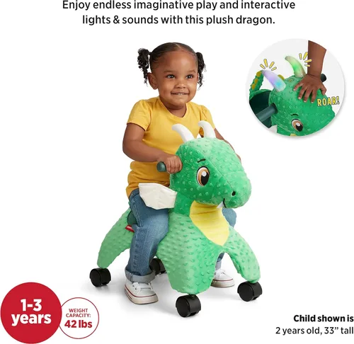 Miniatura 4 de Radio Flyer Juguete de Montar de Peluche para Niños Pequeños – Juguete de Montar Rodante Suave y Acolchado para Niños de 1–3 Años, Juguete de Empuje