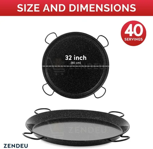 Miniatura 7 de Paellera de paella de España – Auténtica paellera de acero al carbono esmaltado, grande 32 pulgadas (80 cm) Paellera tradicional hecha en España