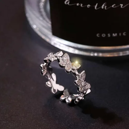 Miniatura 3 de Útiles y profesionales anillos de moda brillantes con circonita cúbica y hojas geométricas ajustables para niñas minimalista delicados regalos