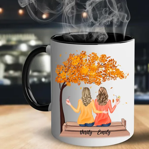Miniatura 2 de WHIDOBE Taza personalizada para hermana (2 mujeres) personalizada de 11 onzas, 15 onzas, taza de cerámica para hermana, mejores amigas con avatares