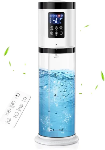 Humidificadores de 8L para dormitorio, silenciosos de 30dB, cobertura de 500ft², tiempo de funcionamiento de 60H, llenado superior, humidificador 3
