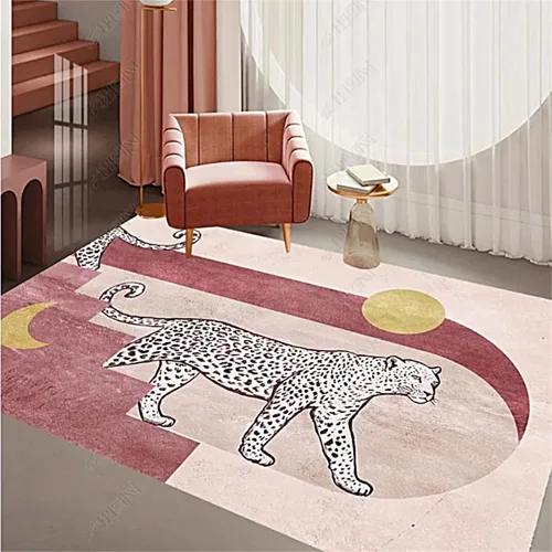 Miniatura 22 de Alfombra de área con estampado de leopardo, 3 x 5 pies, alfombra con estampado de guepardo africano majestuoso y vida silvestre, alfombra de pelo 15